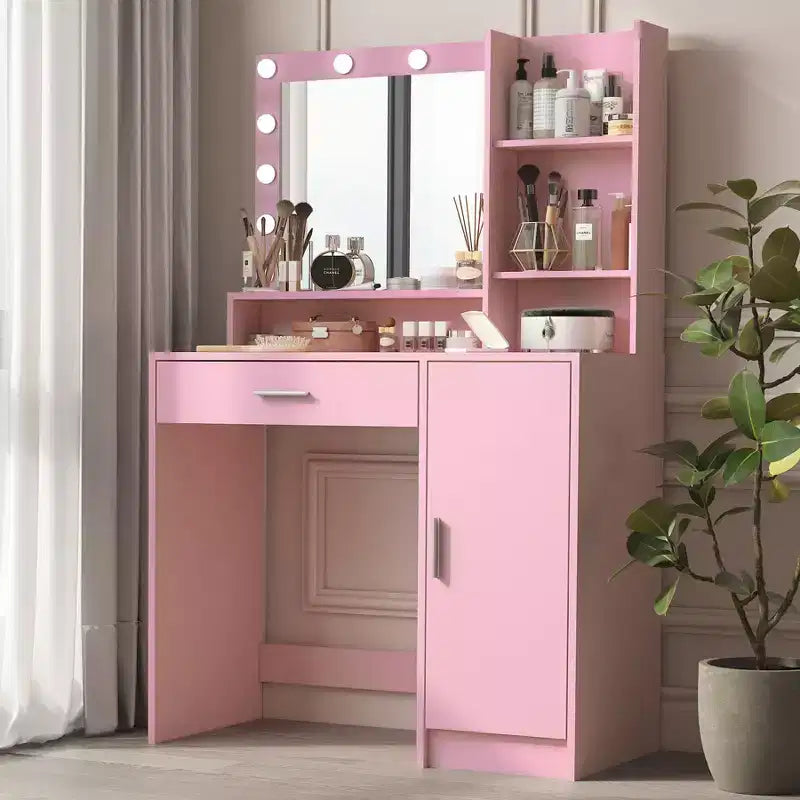 Toeletta a 2 livelli con luci a sfioramento, 3 livelli di luminosità, cassetto grande e tavolino compatto per il trucco per piccole camere da letto