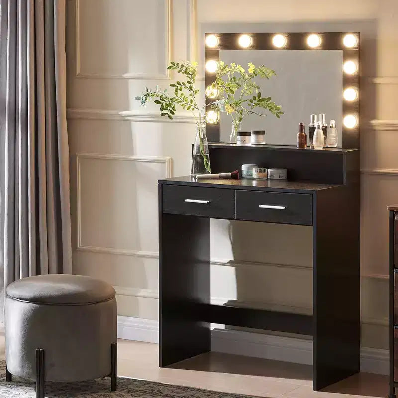 Toeletta a 2 livelli con luci a sfioramento, 3 livelli di luminosità, cassetto grande e tavolino compatto per il trucco per piccole camere da letto