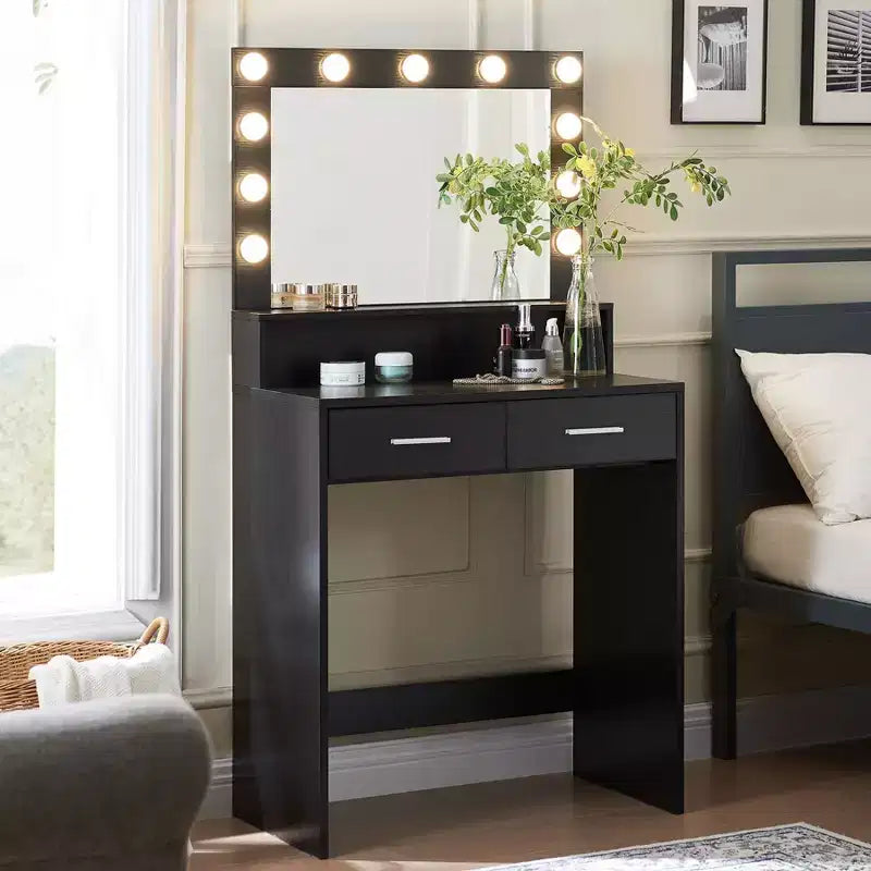 Toeletta a 2 livelli con luci a sfioramento, 3 livelli di luminosità, cassetto grande e tavolino compatto per il trucco per piccole camere da letto