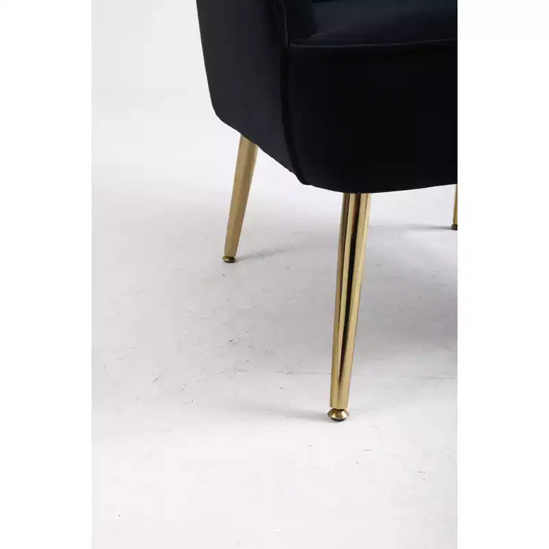 Poltrona moderna in velluto per soggiorno, poltroncina imbottita in stile Mid-Century con gambe in legno dorato per sala lettura o camera da letto