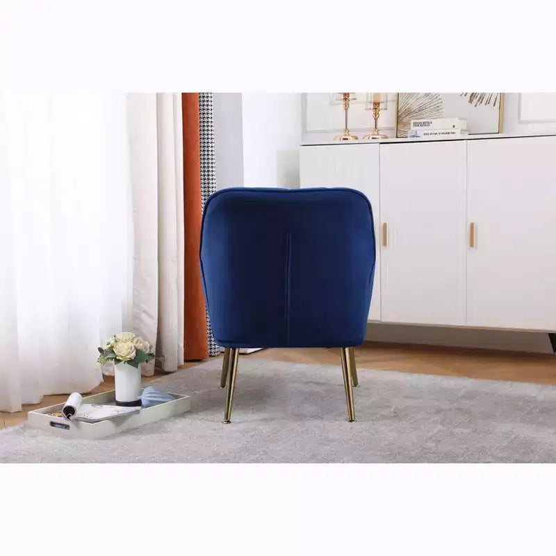 Poltrona moderna in velluto per soggiorno, poltroncina imbottita in stile Mid-Century con gambe in legno dorato per sala lettura o camera da letto