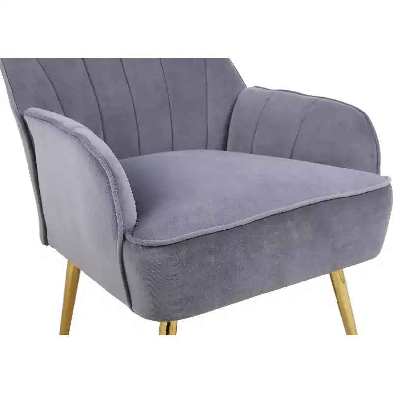 Poltrona moderna in velluto per soggiorno, poltroncina imbottita in stile Mid-Century con gambe in legno dorato per sala lettura o camera da letto