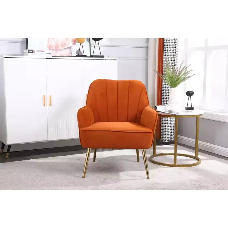 Poltrona moderna in velluto per soggiorno, poltroncina imbottita in stile Mid-Century con gambe in legno dorato per sala lettura o camera da letto