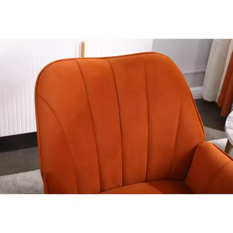 Poltrona moderna in velluto per soggiorno, poltroncina imbottita in stile Mid-Century con gambe in legno dorato per sala lettura o camera da letto