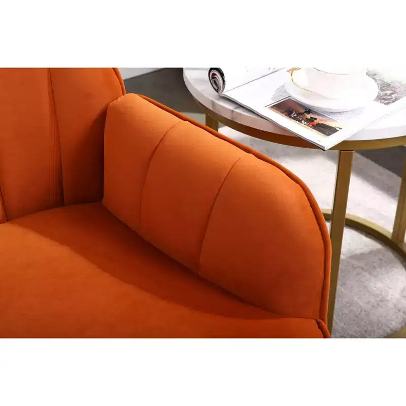Poltrona moderna in velluto per soggiorno, poltroncina imbottita in stile Mid-Century con gambe in legno dorato per sala lettura o camera da letto