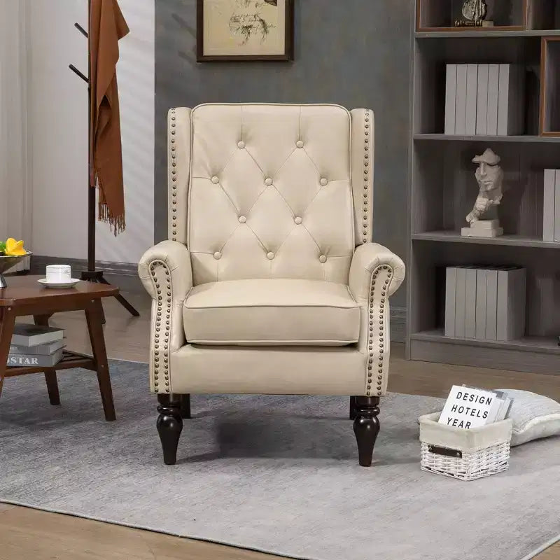 Poltrone d'accento per camera da letto, poltrona moderna con telaio in legno, poltrona lounge con robuste gambe in legno per soggiorno