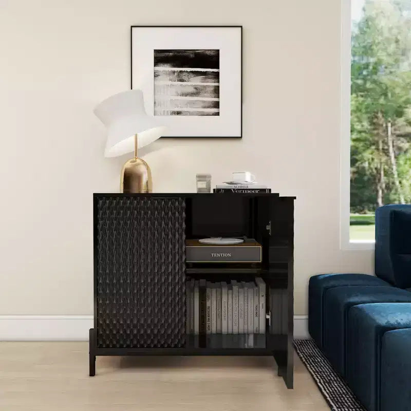 Mobiletto decorativo in legno a 2 ante da 80 cm con 3 ripiani regolabili