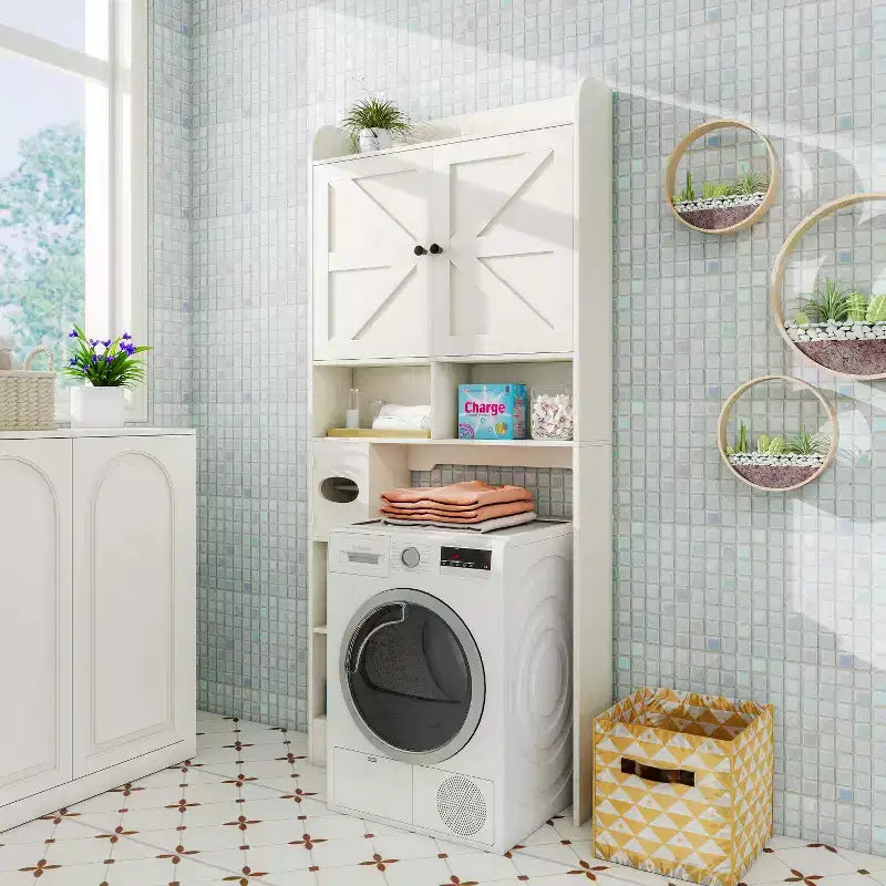 Mobiletto da bagno sopra il WC | Scaffale organizer da bagno con ante scorrevoli, portarotolo di carta igienica