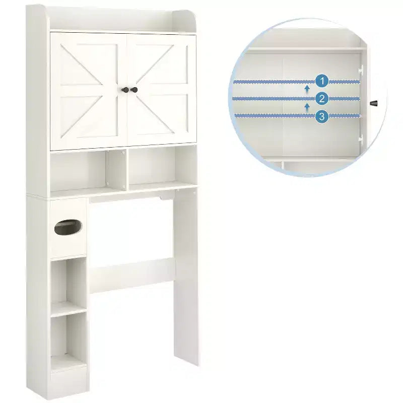 Mobiletto da bagno sopra il WC | Scaffale organizer da bagno con ante scorrevoli, portarotolo di carta igienica
