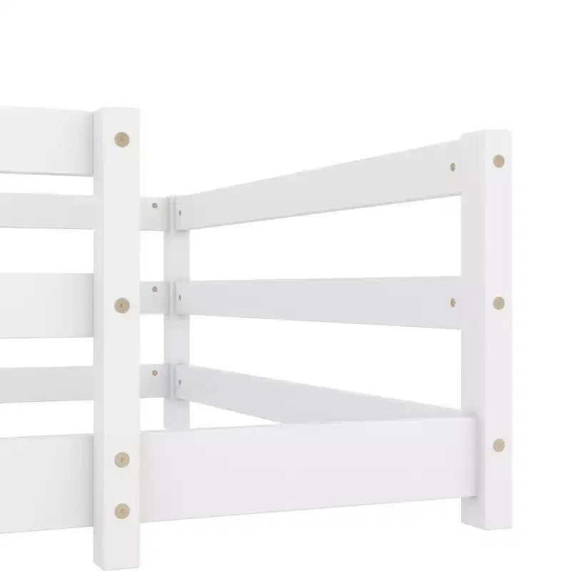 Struttura letto singola/matrimoniale alla francese, letto moderno a piattaforma bassa per bambini con sponde di sicurezza, struttura in legno massello per la cameretta dei bambini