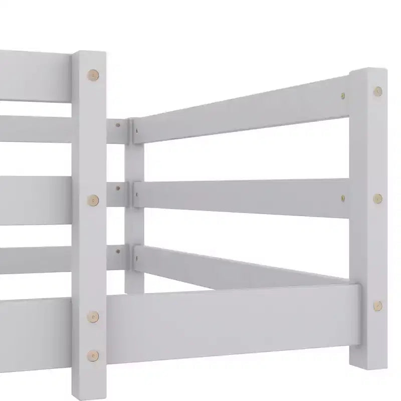 Struttura letto singola/matrimoniale alla francese, letto moderno a piattaforma bassa per bambini con sponde di sicurezza, struttura in legno massello per la cameretta dei bambini