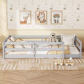 Struttura letto singola/matrimoniale alla francese, letto moderno a piattaforma bassa per bambini con sponde di sicurezza, struttura in legno massello per la cameretta dei bambini