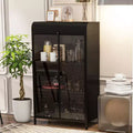 CLIHOME 47.6 Tall Metal Storage Cabinet, 4-Tier Display Cabinet with Open Shelves, Freestanding Steel Sideboard Buffet