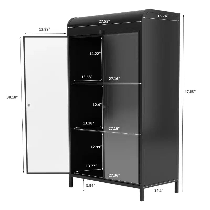 CLIHOME 47.6 Tall Metal Storage Cabinet, 4-Tier Display Cabinet with Open Shelves, Freestanding Steel Sideboard Buffet