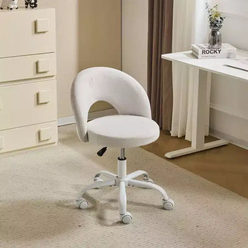 Karl Home |24 W Light yellow Swivel Upholstered Cotton and Linen Office Chair