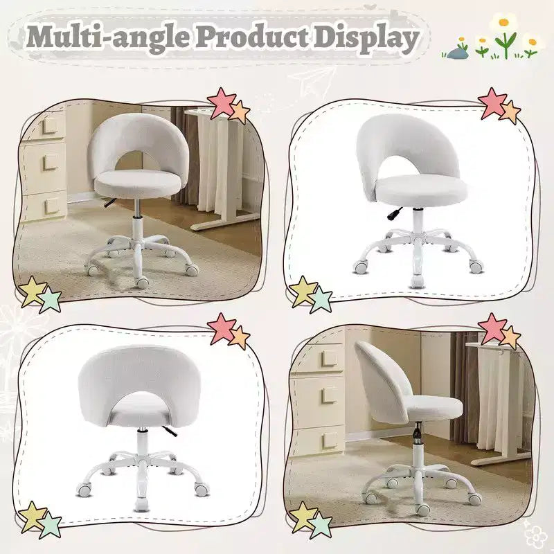 Karl Home |24 W Light yellow Swivel Upholstered Cotton and Linen Office Chair