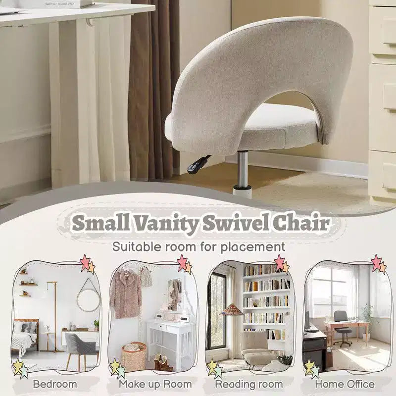 Karl Home |24 W Light yellow Swivel Upholstered Cotton and Linen Office Chair