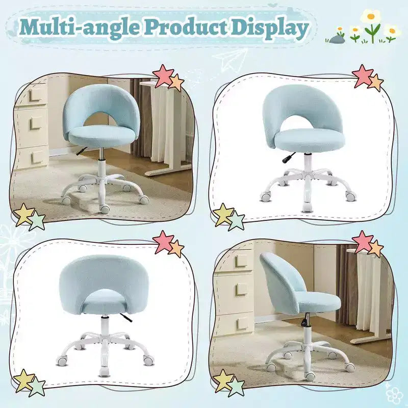 Karl Home |24 W Light yellow Swivel Upholstered Cotton and Linen Office Chair