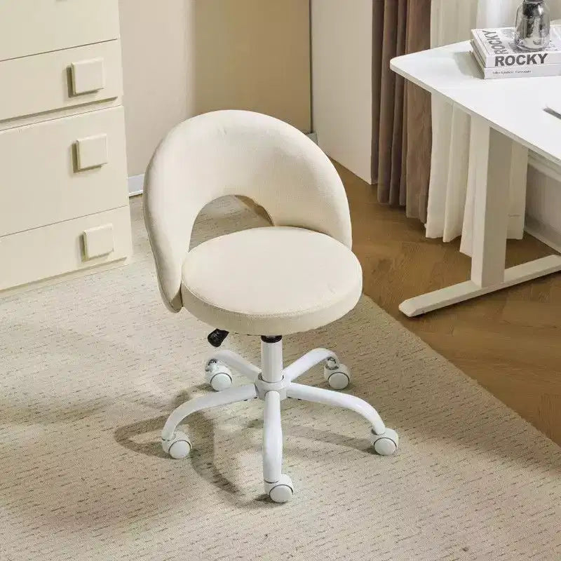 Karl Home |24 W Light yellow Swivel Upholstered Cotton and Linen Office Chair