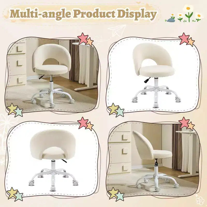 Karl Home |24 W Light yellow Swivel Upholstered Cotton and Linen Office Chair
