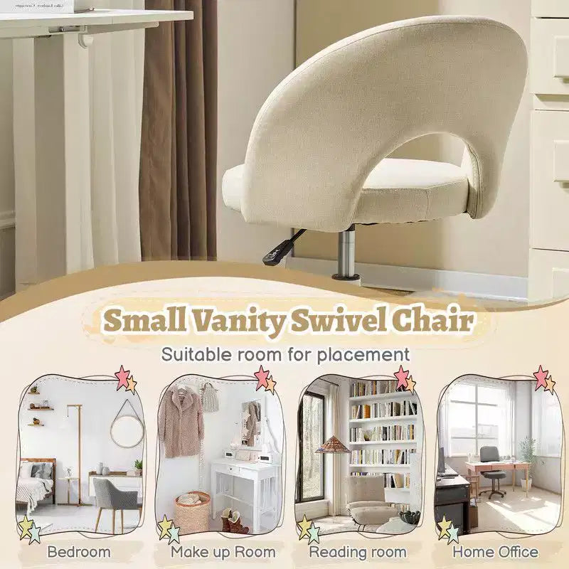 Karl Home |24 W Light yellow Swivel Upholstered Cotton and Linen Office Chair