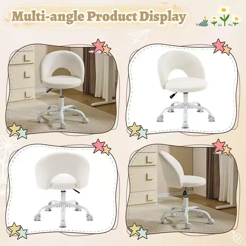 Karl Home |24 W Light yellow Swivel Upholstered Cotton and Linen Office Chair