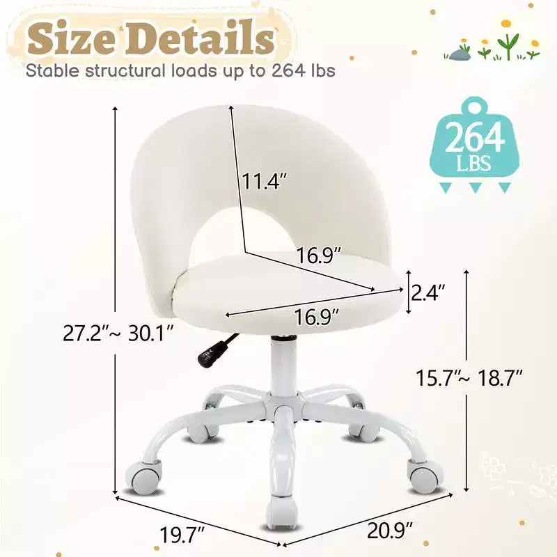 Karl Home |24 W Light yellow Swivel Upholstered Cotton and Linen Office Chair