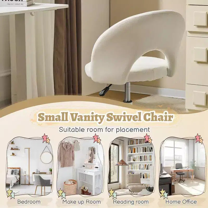 Karl Home |24 W Light yellow Swivel Upholstered Cotton and Linen Office Chair