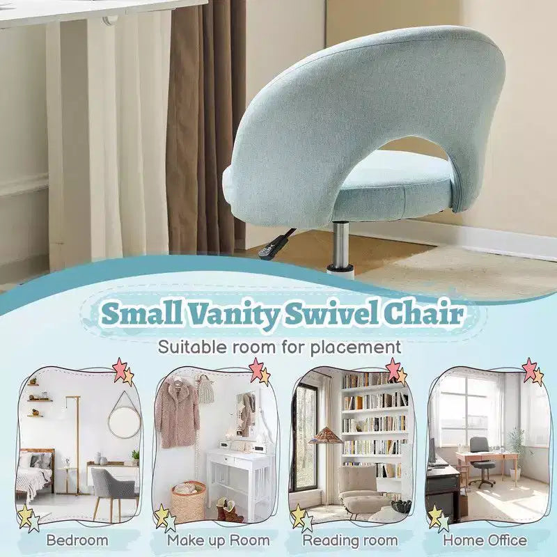 Karl Home |24 W Light yellow Swivel Upholstered Cotton and Linen Office Chair