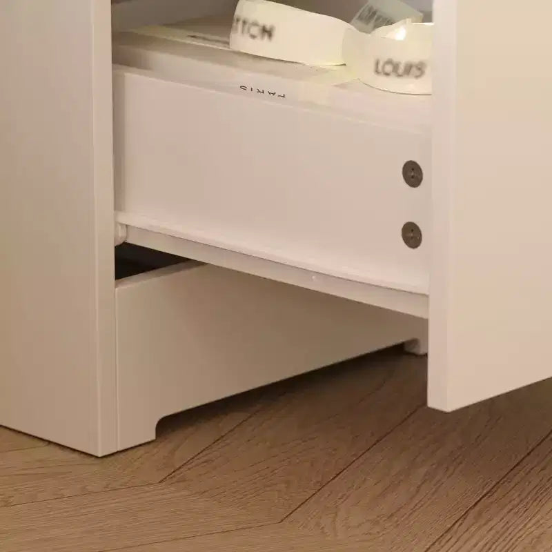 Famapy Elegant White Vanity: Large Mirror, Glass Top & Abundant Storage Vanity Table Makeup Vanity Desk Dressing Table Dresser