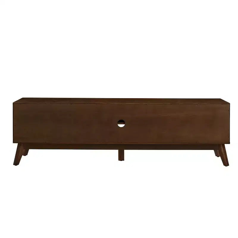 Meuble TV GDFStudio Mandel style moderne du milieu du siècle en bois et rotin de 67,9 po avec 2 portes coulissantes