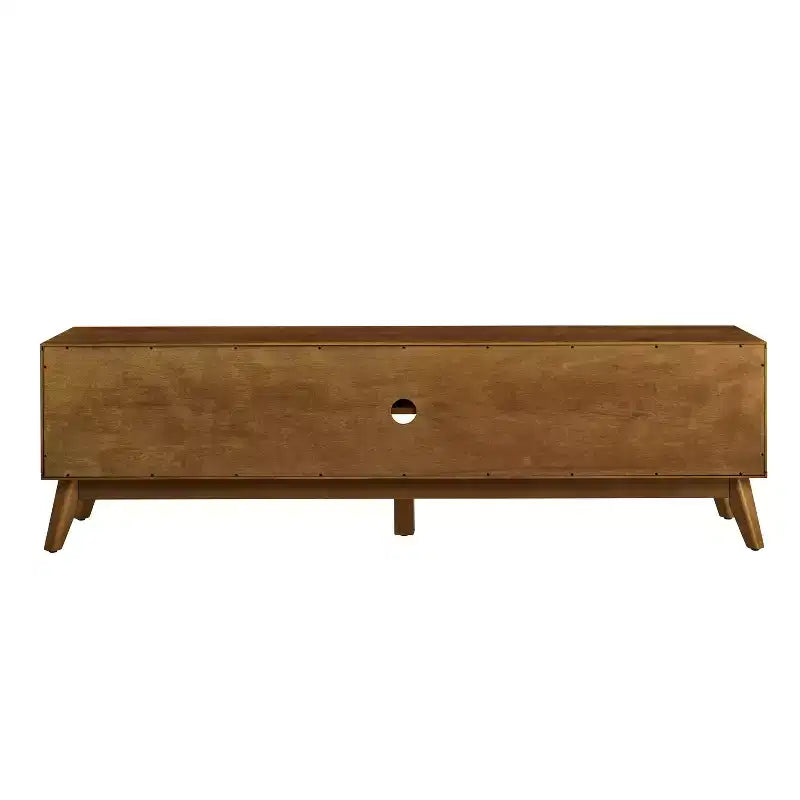 Meuble TV GDFStudio Mandel style moderne du milieu du siècle en bois et rotin de 67,9 po avec 2 portes coulissantes