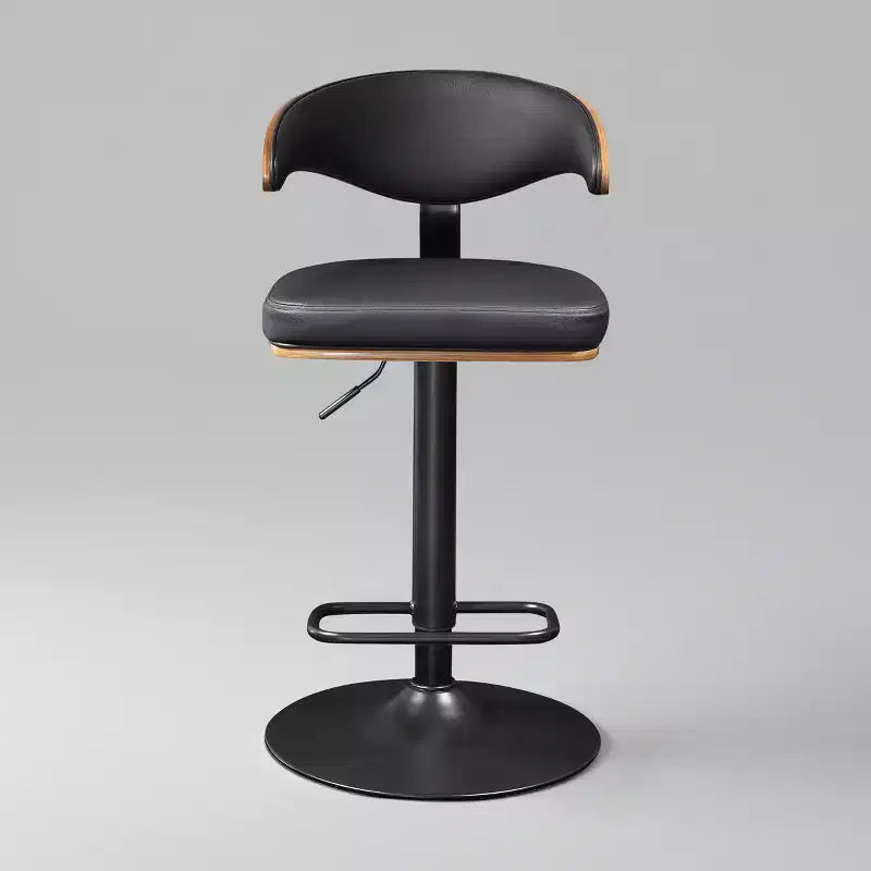 Art Leon Bentwood and Faux Leather Swivel Barstool with Adjustable Height