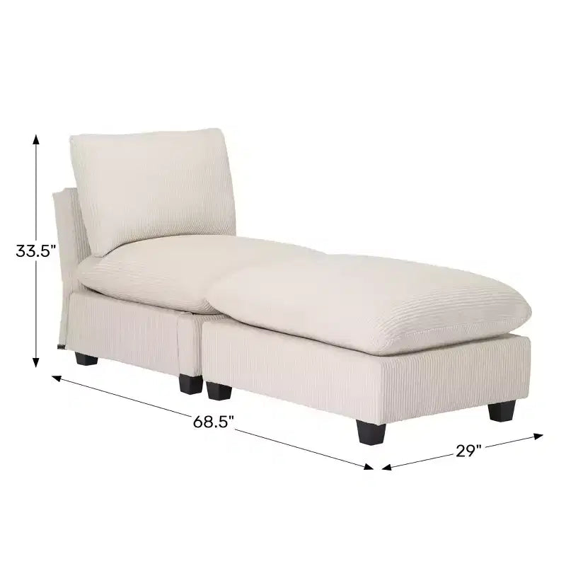 WestinTrends Hearthside 68.5 Corduroy Upholstered Indoor Chaise Lounge Chair
