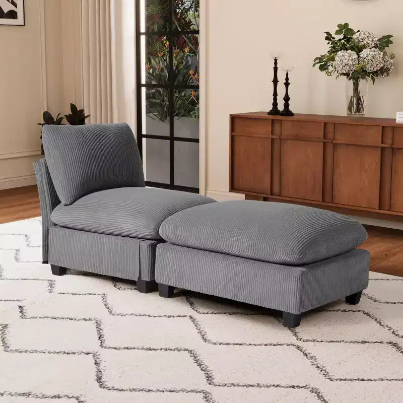 WestinTrends Hearthside 68.5 Corduroy Upholstered Indoor Chaise Lounge Chair