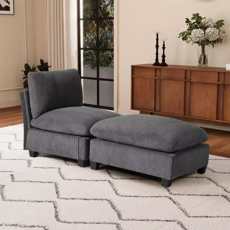 WestinTrends Hearthside 68.5 Corduroy Upholstered Indoor Chaise Lounge Chair