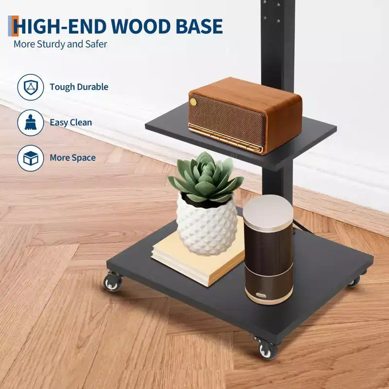 Mobile TV Stand with Power Outlet - Tilt & 360 Swivel Rolling, Height Adjustable TV Cart Trolley on Wheels for 32-75 Inch TVs, Holds Up to 110lbs