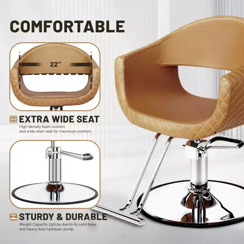 Fauteuil de salon de coiffure Karl Home avec motif de losanges saisissant et assise extra large