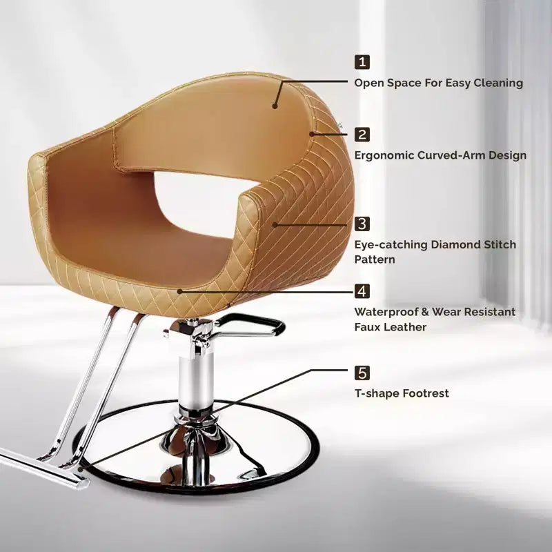 Fauteuil de salon de coiffure Karl Home avec motif de losanges saisissant et assise extra large