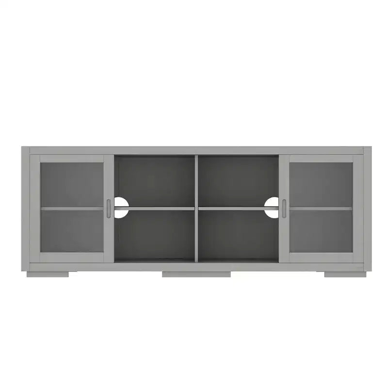 Famapy Industrial TV Stand for living Room: Sliding Glass Doors, Adjustable Shelves, Space - Smart Design Media Console