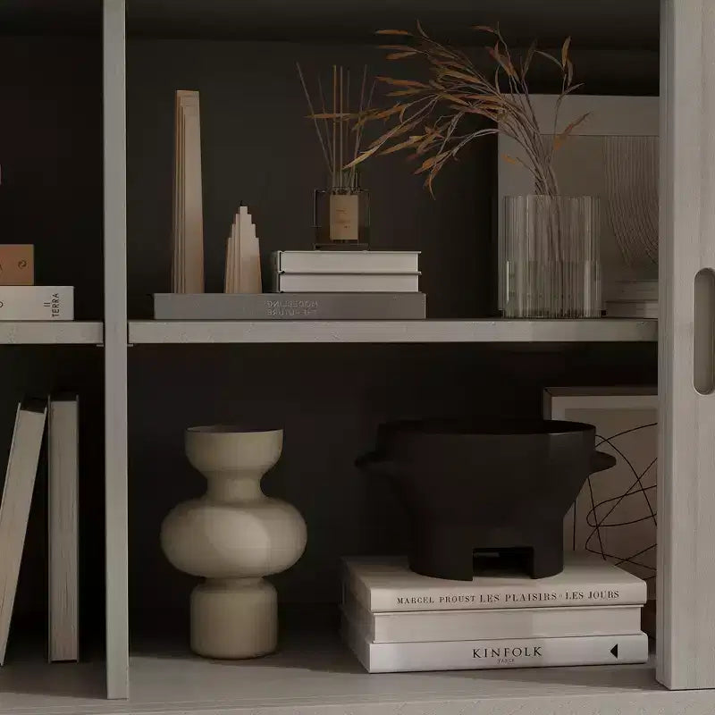 Famapy Industrial TV Stand for living Room: Sliding Glass Doors, Adjustable Shelves, Space - Smart Design Media Console