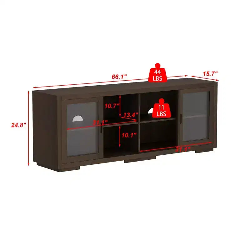Famapy Industrial TV Stand for living Room: Sliding Glass Doors, Adjustable Shelves, Space - Smart Design Media Console