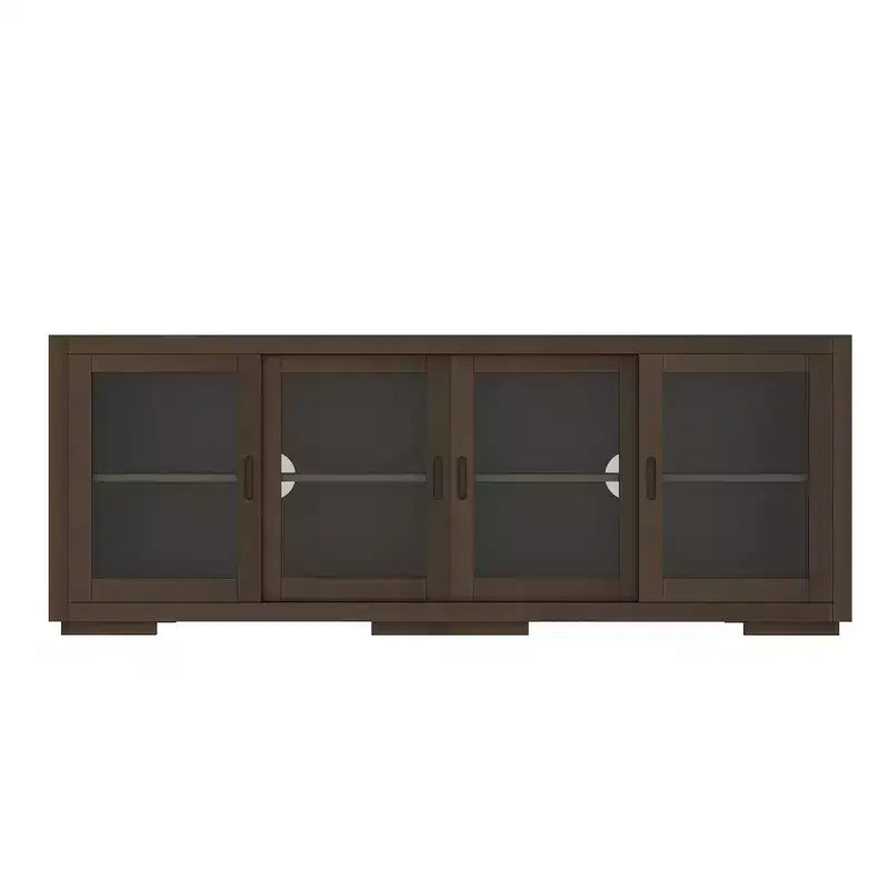 Famapy Industrial TV Stand for living Room: Sliding Glass Doors, Adjustable Shelves, Space - Smart Design Media Console