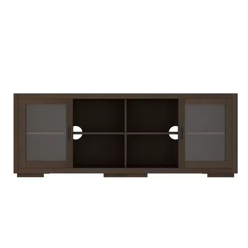 Famapy Industrial TV Stand for living Room: Sliding Glass Doors, Adjustable Shelves, Space - Smart Design Media Console