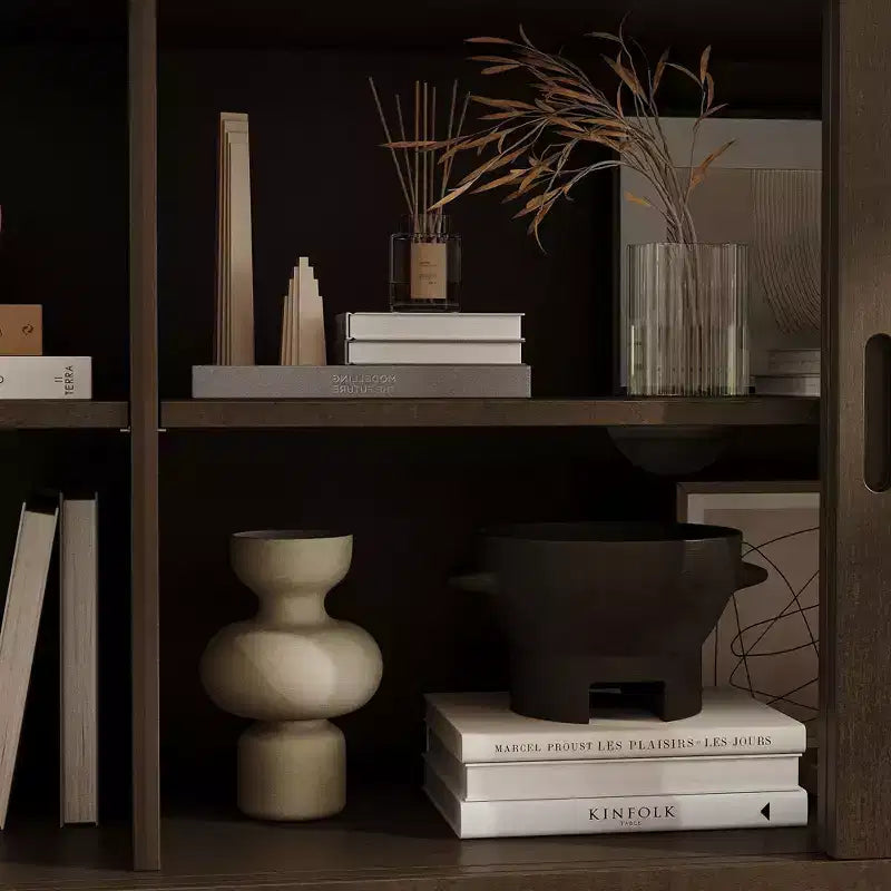 Famapy Industrial TV Stand for living Room: Sliding Glass Doors, Adjustable Shelves, Space - Smart Design Media Console