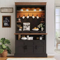 72 Tall Farmhouse Coffee Bar Cabinet with LED Light & Storage, Sideboard Buffet Hutch with Multi-Features for Multi-Room Use