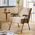 Okak Modern Fabric Accent Chair Living Room Chair with Soft Padded High Back Armchair with Metal Legs for Dining Bedroom Office