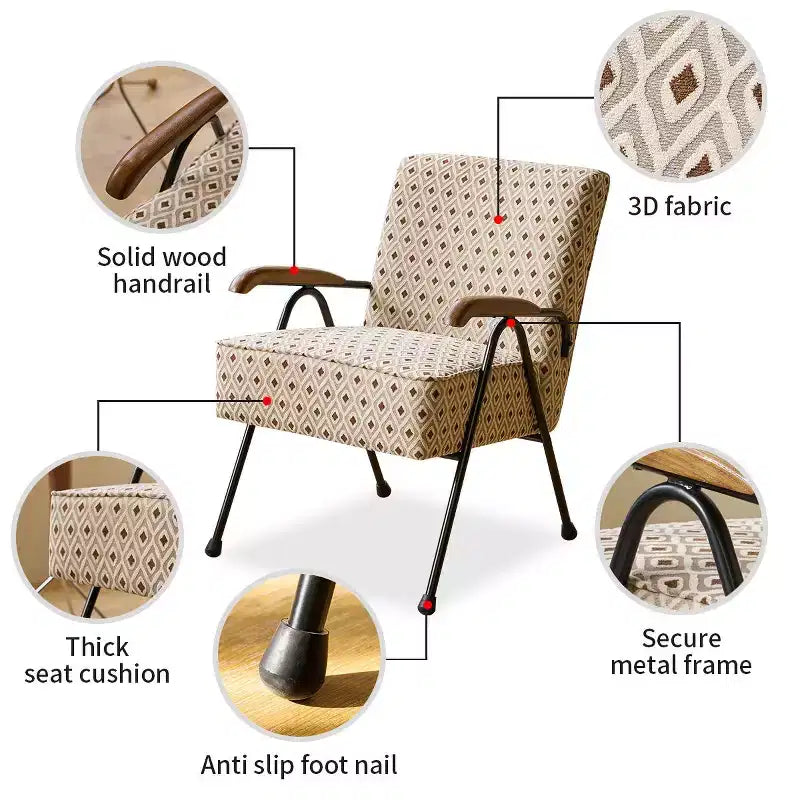 Okak Modern Fabric Accent Chair Living Room Chair with Soft Padded High Back Armchair with Metal Legs for Dining Bedroom Office