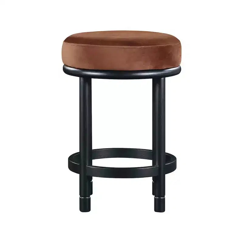 Meridian Furniture, Tabouret de comptoir Monette en velours couleur cognac