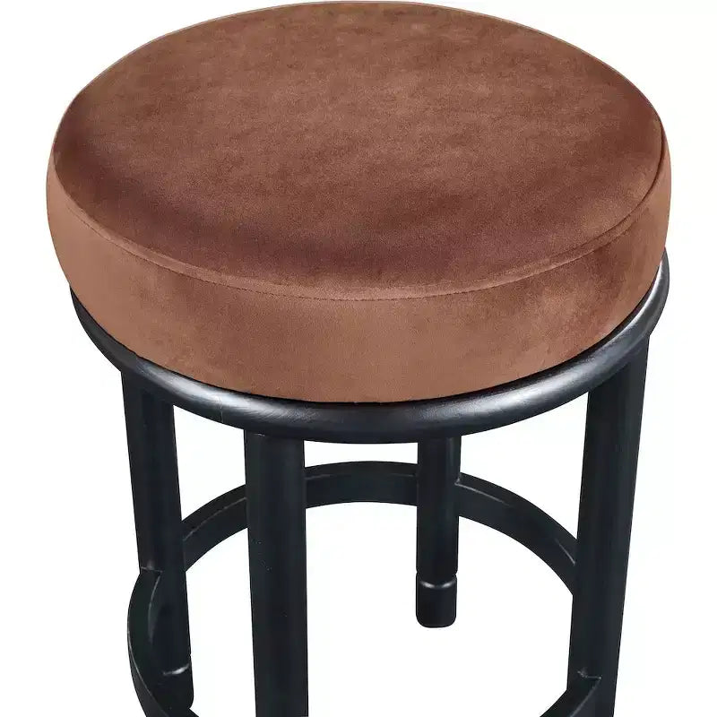 Meridian Furniture, Tabouret de comptoir Monette en velours couleur cognac